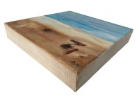 Alternative view of Vintage French Sea Beach Seaside Abstract Acrylic Painting On Canvas Wall Decor Signed AMF c1980-90's / EVE