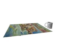 Alternative view of Vintage French River Bridge Estuary Sea House Village Seaside Hills Oil Painting On Hardboard Wall Decor c1970-80's / EVE