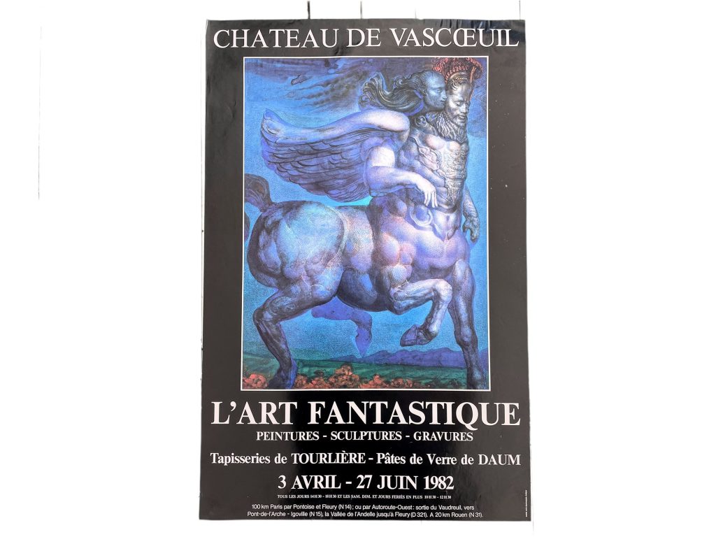 Vintage French L’Art Fantastique Chateau De Vascoeuil Paintings Art Exhibition Original Advertising Poster Wall Decor c1982 / EVE