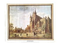 Vintage Dutch Hermanus Petrus Schouten Print Display Artwork Wall Decor Unframed Westgevel Pieterskerk c1950-60's / EVE