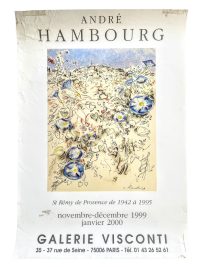 Vintage French Andre Hambourg Galerie Visconti Paris Gallery Original Exhibition Poster Wall Decor Painting Display Artwork c1999 / EVE