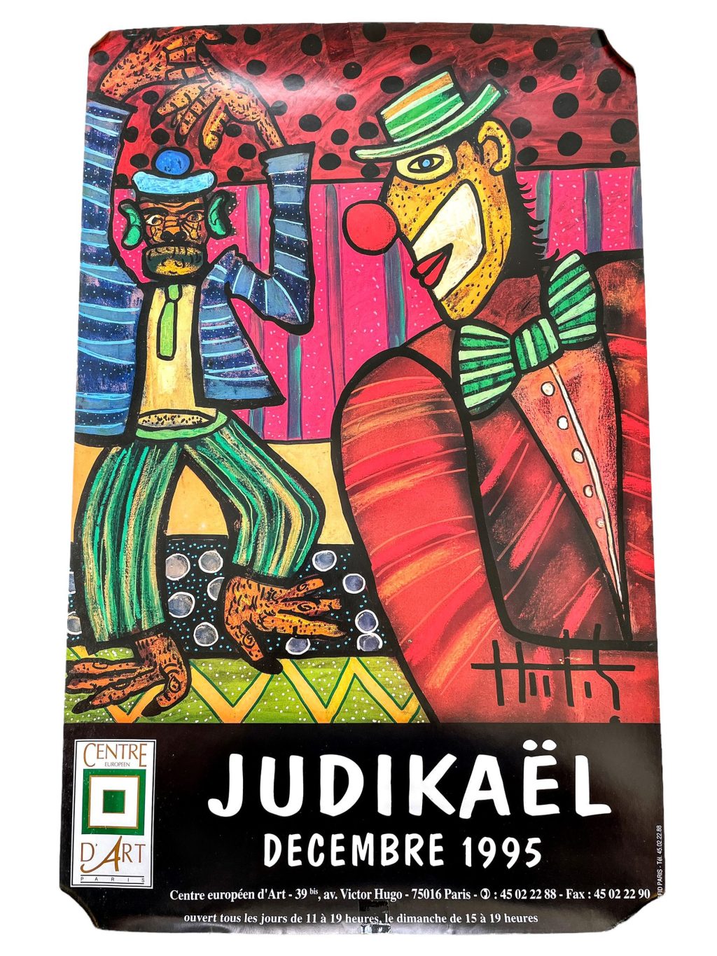 Vintage French JudiKael Galerie Centre D’Art Paris Gallery Original Exhibition Poster Wall Decor Painting Display c1995 / EVE