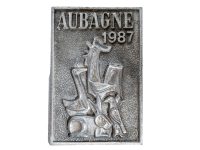 Vintage French Aubagne Chicken Duck Bird Rabbit Prix Shield Plaque metal prize trophy prize wall decor display circa 1987 / EVE
