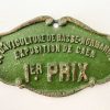 Vintage French Agriculture Farming Caen 1st Prize Shield Plaque metal prize trophy prize wall decor display circa 1960-70's / EVE