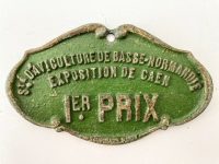 Vintage French Agriculture Farming Caen 1st Prize Shield Plaque metal prize trophy prize wall decor display circa 1960-70's / EVE