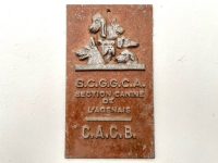 Vintage French Dog Show Prize Shield Plaque L'Agenais metal prize trophy prize wall decor display circa 1970-80's / EVE