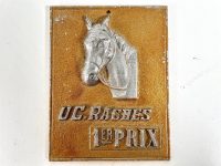 Vintage French Agriculture Horse UC Raches Prize Shield Plaque metal prize trophy prize wall decor display circa 1980-90's / EVE