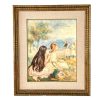 Vintage French Renoir Girls By The Sea Large Framed Print In A Gold Painted Wood & Plaster Frame Wall Decor c1970-80's / EVE