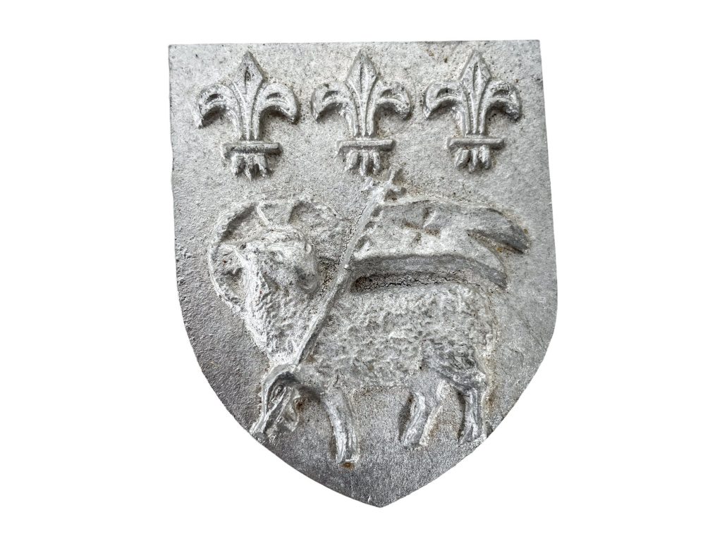 Vintage French Sheep Fleur De Lys Shield Plaque metal prize trophy prize wall decor display circa 1980-90’s / EVE