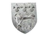 Vintage French Sheep Fleur De Lys Shield Plaque metal prize trophy prize wall decor display circa 1980-90's / EVE