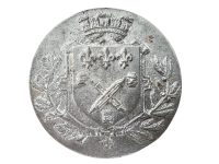 Vintage French Sheep Wool Spindle Fleur De Lys Shield Plaque metal prize trophy prize wall decor display circa 1980-90's / EVE