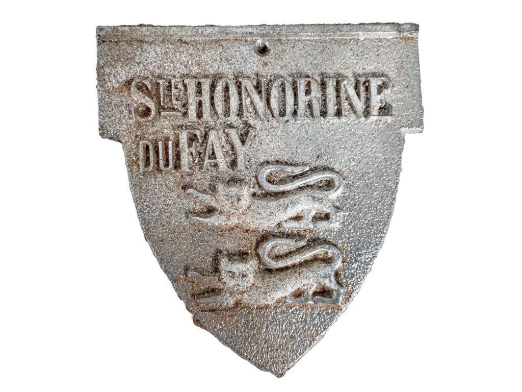 Vintage French Lion Crest Honorine Du Fay Shield Plaque metal prize trophy prize wall decor display circa 1980-90’s / EVE