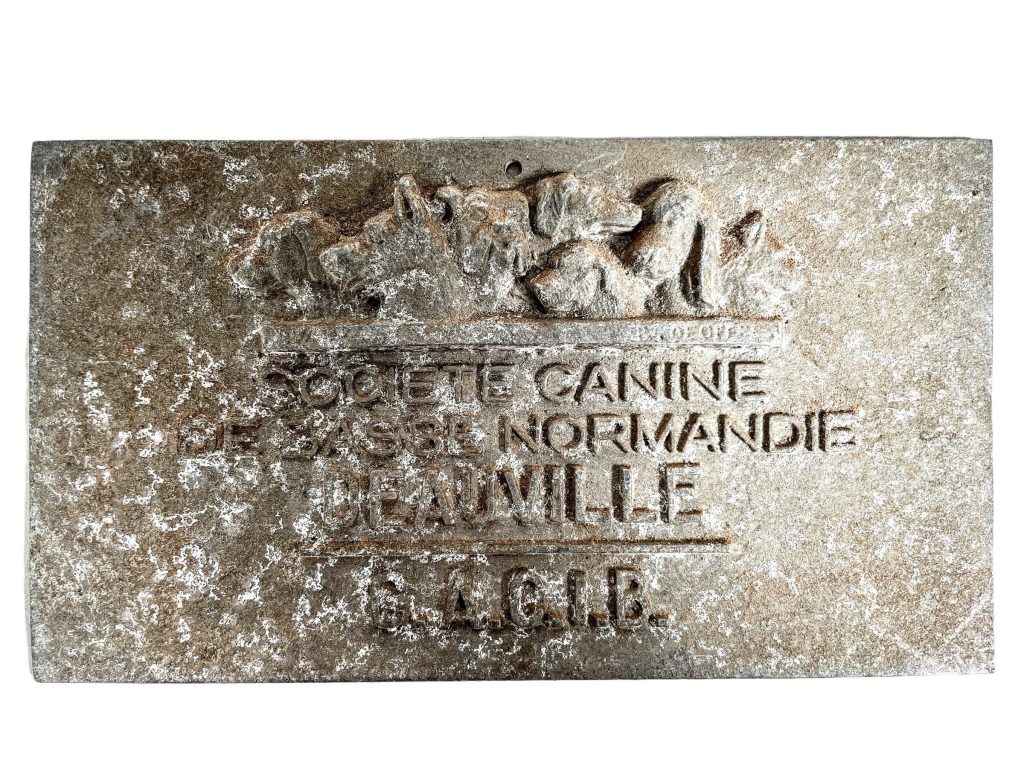 Vintage French Deauville Dog Society Basse Normandie Prix Shield Plaque metal prize trophy prize wall decor display circa 1987 / EVE