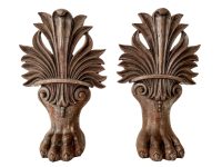 Antique French Firedog Wall Mounted Lion Feet Lions Foot Hanging Electric Sconce Light Lantern Candle Lamp Ornament Design c1950's / EVE