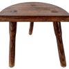 Vintage French Wooden Wood Milking Stool Chair Seat Kitchen Table Farm D Shaped Seat Plant Rest Stand Plinth Tabouret c1960-70's / EVE