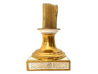 Antique French Porcelain Gold Plated Coloured Candle Candlestick Lighting Decor Display Napoleon III Worn c1870's / EVE