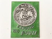 Vintage French Bird Show Chicken Rooster Cabourg Prize Shield Plaque metal prize trophy prize wall decor display circa 1993 / EVE