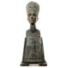 Vintage Egyptian Queen Nefertiti Pharaoh Metal Wood Figurine Ornament Head Bust Gift Display circa 1950-60's / EVE