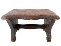 Antique French Bench Stool Small Tiny Table Wooden Wood Chair Seat Side Stand Flower Pot Display Shelf Prop Tabouret c1920-30's / EVE