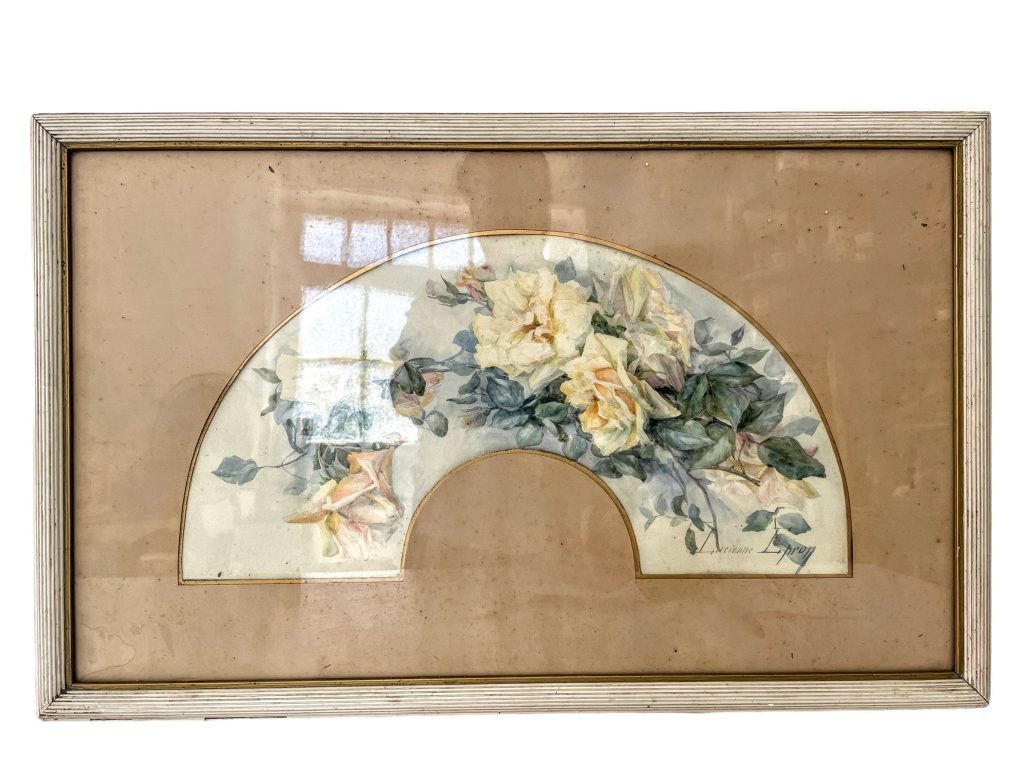 Antique French Lucienne Epron Framed Watercolour Painting Of Flowers Signed Wall Decor c1910-20’s / EVE