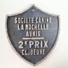 Vintage French Dog Show La Rochelle Aunis Prize Club Shield Plaque metal prize trophy prize wall decor display c1980-90's / EVE