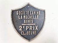 Vintage French Dog Show La Rochelle Aunis Prize Club Shield Plaque metal prize trophy prize wall decor display c1980-90's / EVE
