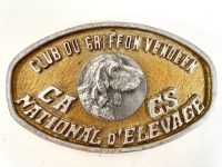 Vintage French Dog Show Club Du Griffon Vendeen Prize Club Shield Plaque metal prize trophy prize wall decor display c1980-90's / EVE