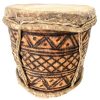 Vintage African Wood Leather Skin Double Sided Drum Percussion Musical Instrument Wooden Traditional circa 1980-1990's / EVE