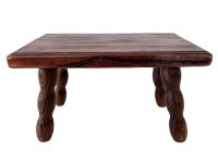 Vintage French Bench Stool Small Tiny Table Wooden Wood Chair Seat Side Stand Flower Pot Display Shelf Bobbin Leg Tabouret c1970-80's / EVE