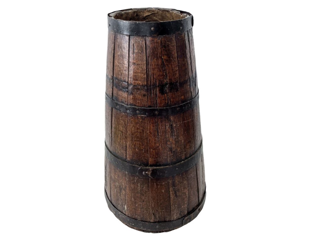 Antique French Dark Wooden Butter Barrel Churn Heavy Farmer Jug Vase Hallway Walking Stick Umbrella Stand circa 1860-90’s / EVE
