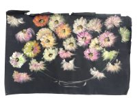 Vintage French Acrylic Painting Of Flowers On Paper Naive Style Wall Decor By Josiane Pasquier c1960-70's / EVE