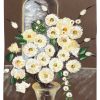 Vintage French Acrylic Painting Of Flowers On Paper Naive Style Wall Decor By Josiane Pasquier c1965 / EVE