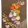Vintage French Acrylic Painting Of Flowers On Paper Naive Style Wall Decor By Josiane Pasquier c1962 / EVE