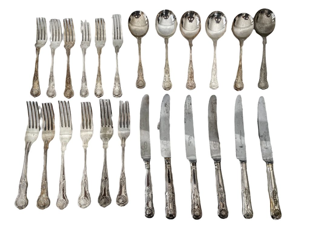 Vintage English Six Place Mixed Lot Kings Queens Design Cutlery Silverware Flatware Others Available Restaurant Wedding c1940-60’s / EVE