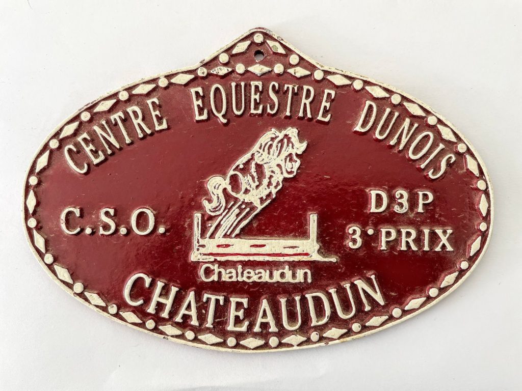 Vintage French Agriculture Horse Dunoix 3 Prix Prize Shield Plaque metal prize trophy prize wall decor display circa 1980-90’s / EVE