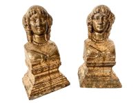 Antique French Repurposed Heavy Iron Firedogs Fire Dogs Fireplace Decor Fire Place Lady Madame Woman Gold Silver c1900's / EVE