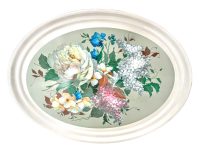 Vintage French Large Pastel Colourful Large Oval Plastic Lap Dinner Serving Tray Platter Display circa 1970-80's / EVE