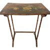 Antique French Hand Painted Table Top Wooden Wood Small Side Stand Display Rest Plinth Decor Tabouret Garde Meubles circa 1910-1920's / EVE