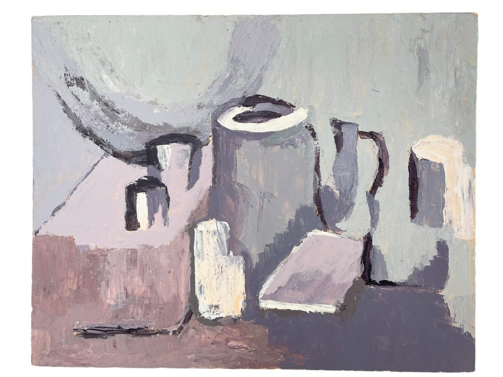 Vintage French Lavender Composition Painting Acrylic Still Life On Hardboard circa 1980-90's / EVE