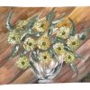 Vintage French Acrylic Painting Of Flowers On Paper Naive Style Wall Decor Signed Josiane Pasquier c1967 / EVE