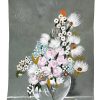 Vintage French Acrylic Painting Of Flowers On Paper Naive Style Wall Decor By Josiane Pasquier c1970 / EVE