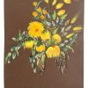 Vintage French Double Sided Acrylic Painting Of Flowers On Paper Naive Style Wall Decor By Josiane Pasquier c1962 / EVE