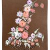 Vintage French Acrylic Painting Of Flowers On Paper Naive Style Wall Decor By Josiane Pasquier c1963 / EVE