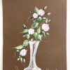 Vintage French Acrylic Painting Of Flowers On Paper Naive Style Wall Decor By Josiane Pasquier c1964 / EVE