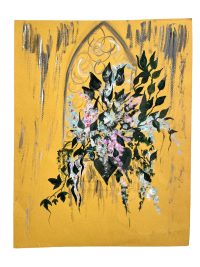 Vintage French Acrylic Painting Of Flowers On Paper Naive Style Wall Decor By Josiane Pasquier c1967 / EVE