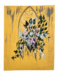 Vintage French Acrylic Painting Of Flowers On Paper Naive Style Wall Decor By Josiane Pasquier c1960-70’s / EVE 3