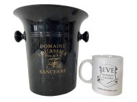Alternative view of Vintage French Black Plastic Domaine Fouassier Champagne Wine Ice Bucket Cooler Display Stand Pot Handled c1990's / EVE