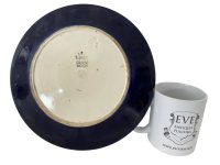 Alternative view of Vintage French Rouen Blue White Dinner Lunch Display Plate Dish Souvenir Wall Hanging circa 1950-60's / EVE