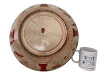 Alternative view of Antique Repaired Plate Chinese Nine Valley Red XL Birds Bowl Dish Platter Ceramic Serving Decor Display c1800's / EVE