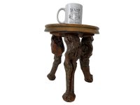 Alternative view of Stool Vintage French Grape Vine Leg Farmer Chair Round Seat Wooden Wood Step Table Farmhouse Rest Stand Tabouret c1950-60's / EVE